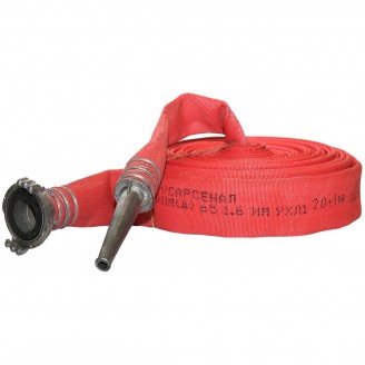 Рукав 65 мм пожарный для ПК РПМ(Д)-65-1,6-ИМ-УХЛ1 20 м в комплекте головка ГР-65 и ствол алюминий латексированный красный